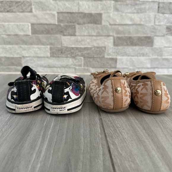 MK and Converse Toddler Shoe Bundle- Size 7- Flats and Sneakers- Unicorn Gold - Picture 7 of 8